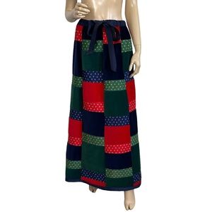 Vintage Women's J. Estes Patchwork Velvet Floral Hippie Maxi Skirt